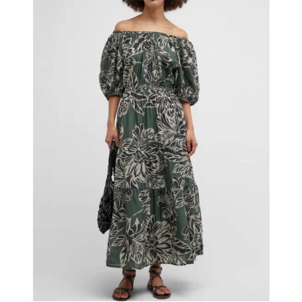 Velvet by Graham & Spencer Floral Print Puff Sleeve Maxi Dress Small